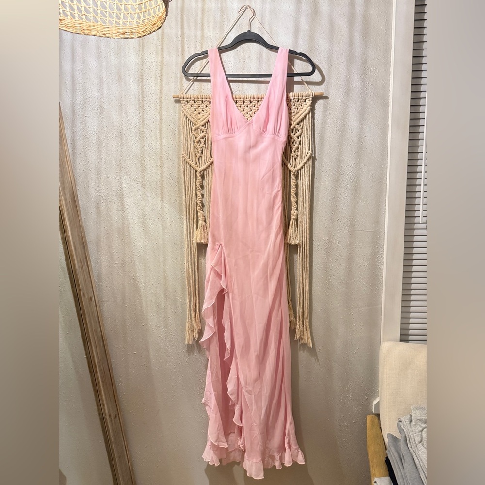 White Fox Boutique Light Pink Dress with Leg Slit